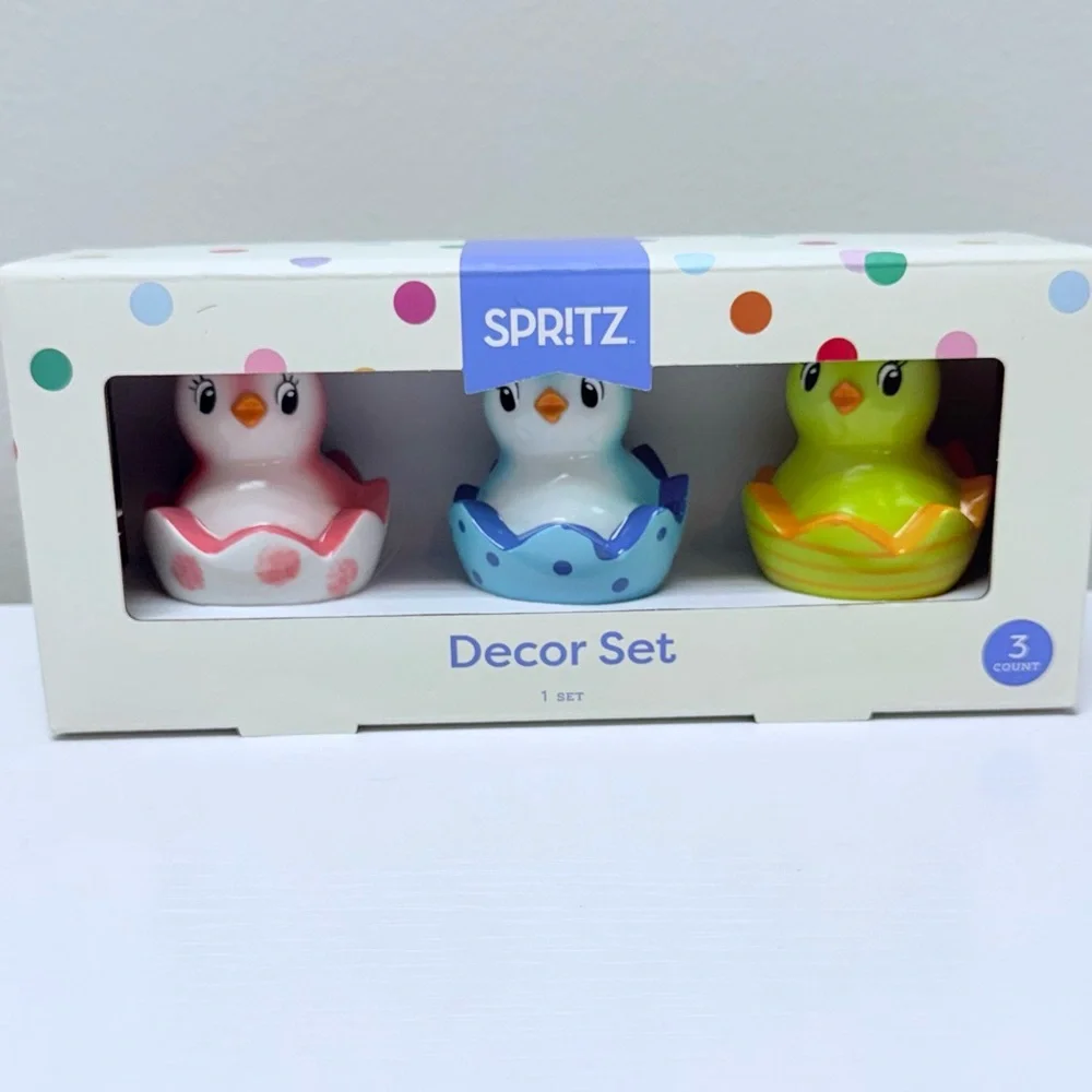 New! Target Spritz 3pk Easter Polyresin Bird in Egg Shell Colorful Set 2026